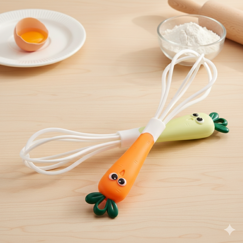 Cute Vegetable Silicone Whisk – Heat-Resistant Kitchen Beater (1 PC)